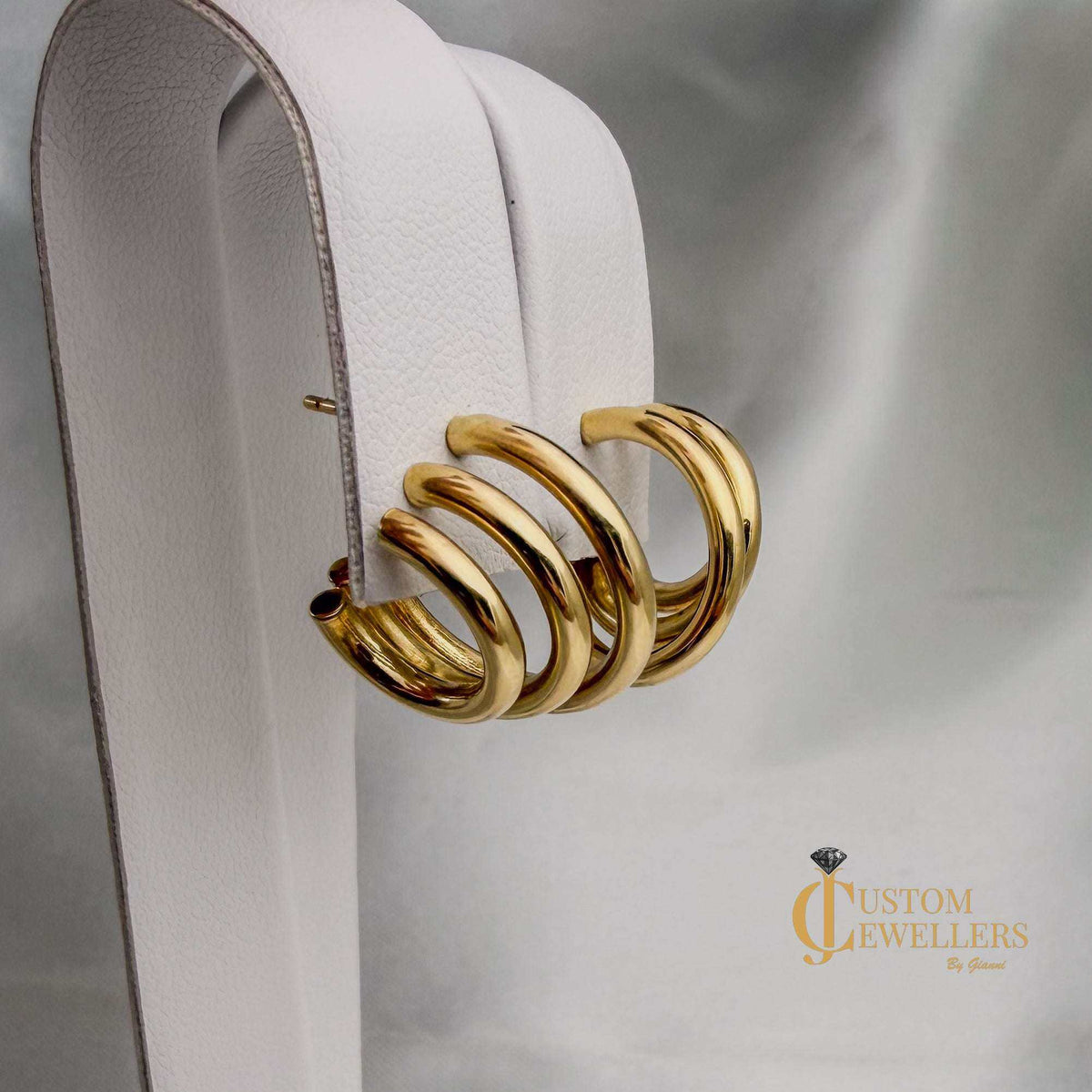 18k triple row layered hoop huggies earrings for women