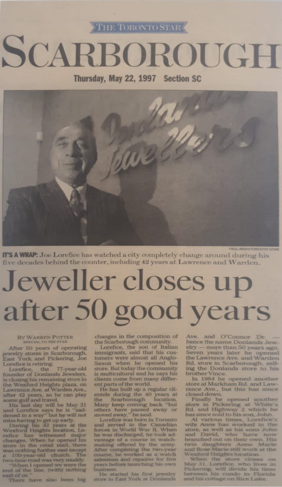 Jewellers closes up after 50 good years - Custom Jewellers by Gianni