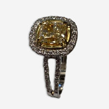 1.37 Carat Natural Yellow Center Diamond with .50 Shoulder Diamonds