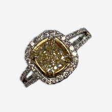 1.37 Carat Natural Yellow Center Diamond with .50 Shoulder Diamonds